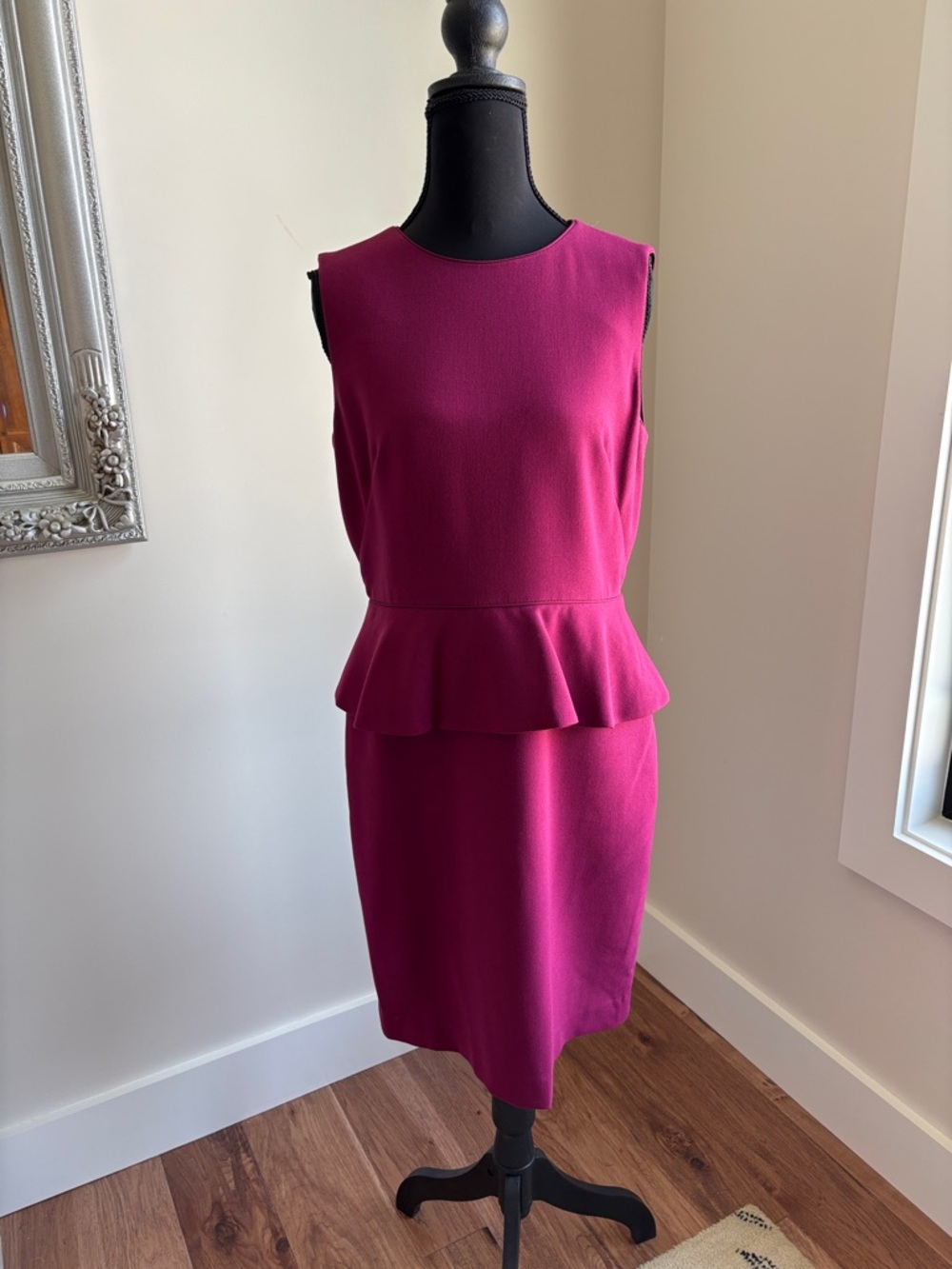 Ann Taylor Magenta Sleeveless Peplum Midi Dress